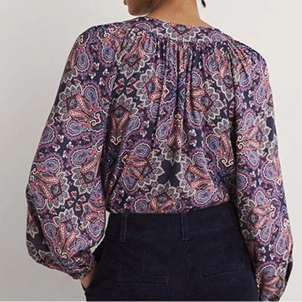 NWT Boden Placement border print botanic paisley floral button down blouse - Picture 6 of 8
